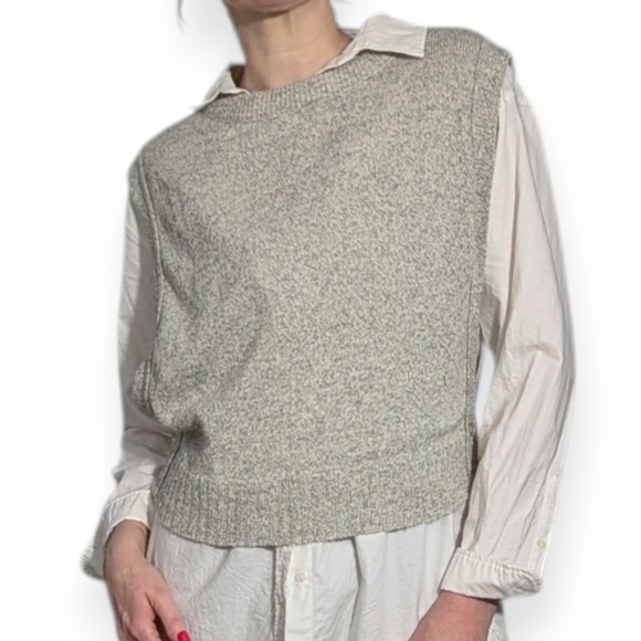 Unbranded Sweaters - Womens Heather Grey Marl Knit Crewneck Sweater‎ Vest Side Buttons Sleeveless Top